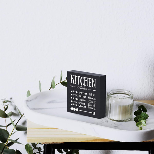 Funny Kitchen Decor Rustic Decorations Wood Sign Desk black - Picture 6 of 6