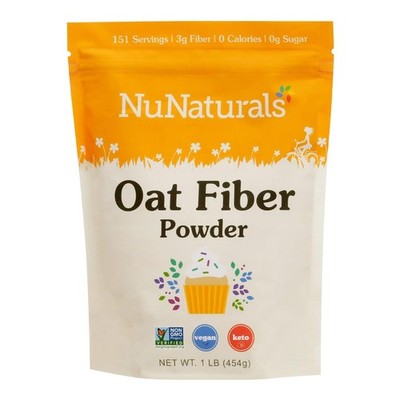 NuNaturals Oat Fiber Powder 1 lb Non-GMO All Natural Digestive Health