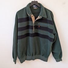 VTG Polo Ralph Lauren Men's Fleece Rugby Collared Sweatshirt Size Large Stripe