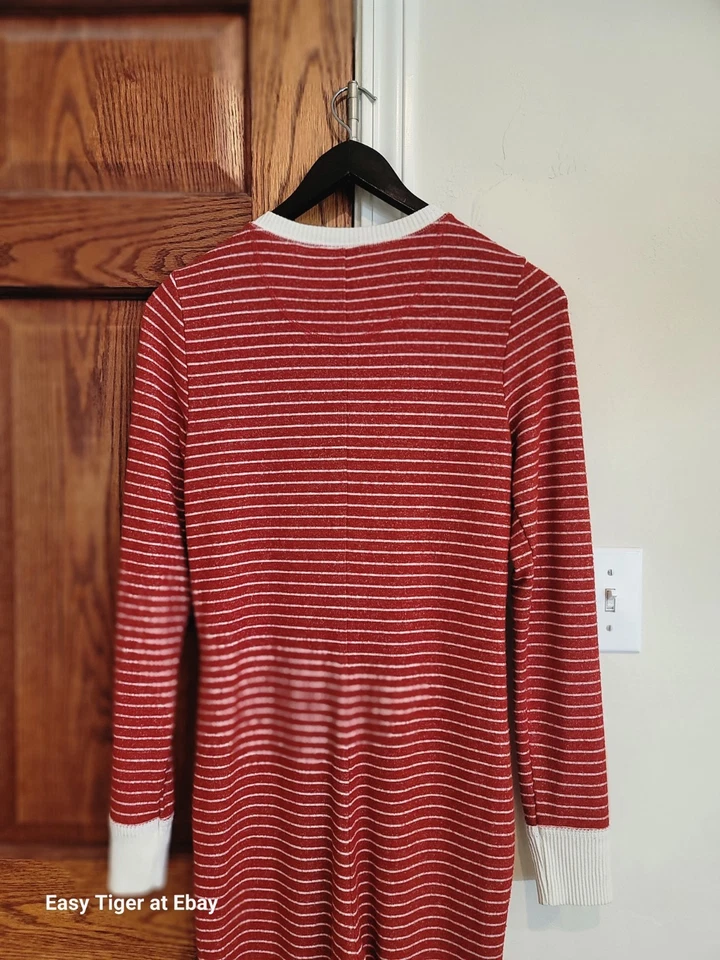 Pijama Johns largo de una pieza a rayas rojo blanco Abercrombie & Fitch para mujer M Foto 4 de 4