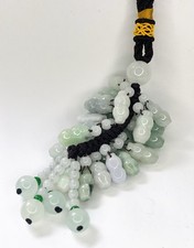 Genuine Multicolor Natural Jade Jadeite Feng Shui Bead Car Bag Hang Pendant