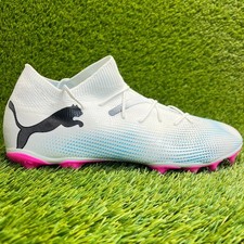 Puma Future 7 Match FG Mens Size 12 White Blue Black Running Football Cleats
