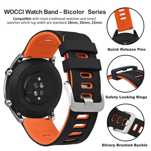 20mm Bicolor Watch Band, Silicone Rubber, Quick Release Replacement Strap for... - Imagen 4 de 11