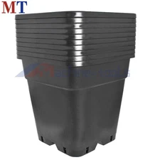 10 Pack 5 Gallon Square Black Injection Molded Nursery Pot Plant Flower Pots
