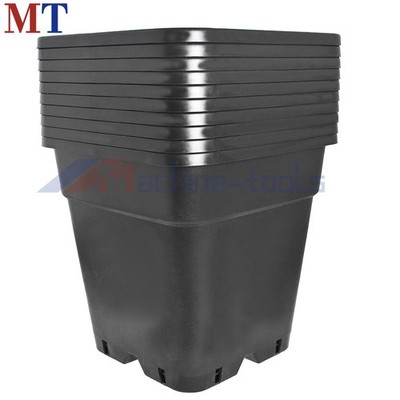 10 Pack 5 Gallon Square Black Injection Molded Nursery Pot Plant Flower Pots