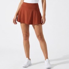 CALIA Women's M Pleated Skort Red Brown Solid UPF Moisture Wicking Pockets