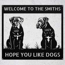 Custom Cane Corso Dogs Metal Sign Personalized Double Dog Wall Art Gift