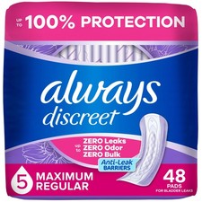 Adult Incontinence Pads for Women, Maximum Absorbency, Regular Length, Postpa...
