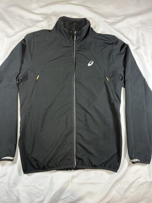 ASICS Men's Black Windbreaker Jacket Full-Zip Lightweight M Running