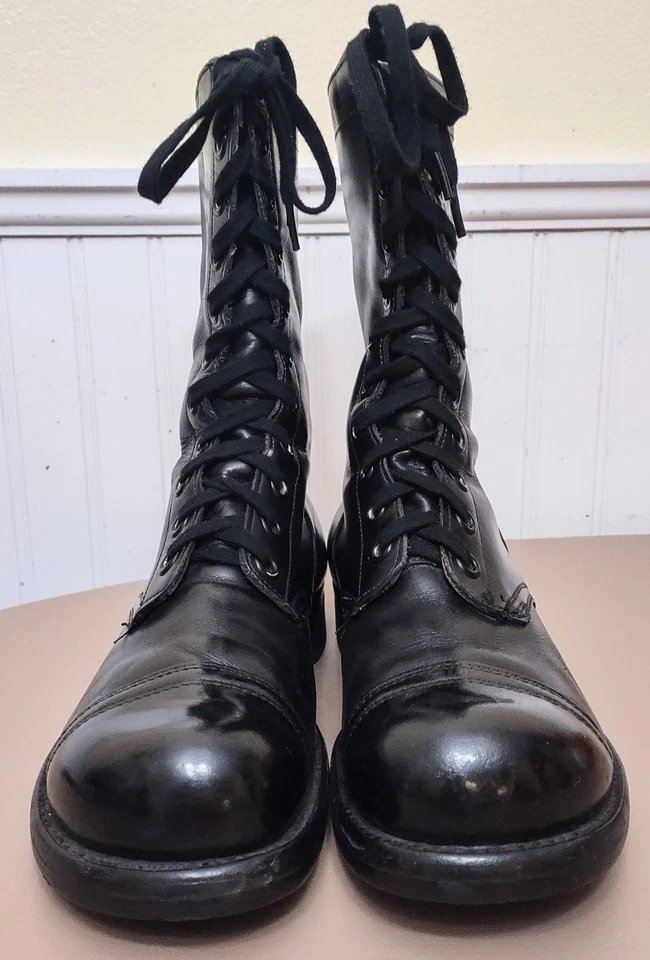 Corcoran Boots Mens 9 R Black Leather Military Jump Combat 975 USA Vintage 1963 - Photo 2/4