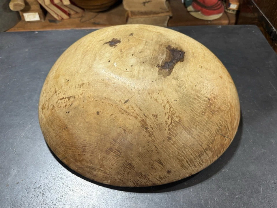 ANTIQUE LARGE 15 INCHES PRIMITIVE WOOD BOWL DOUGH Country Kitchen - Image 2 of 4