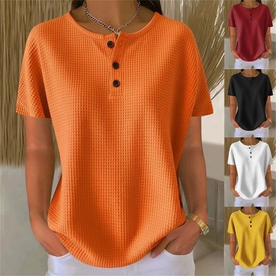 Damen Sommer Tops Komfort T-Shirt Bluse Kurzarm Tunika Freizeit Oberteile