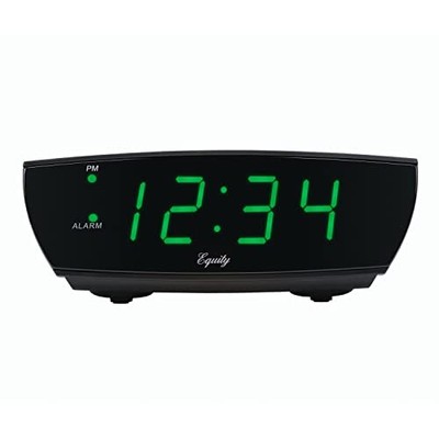 Equity 75902 Green LED 0.9 Inch Digital Alarm Clock Small