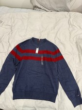 Tommy Hilfiger Men's Large Navy with Red Stripes Sweater, Brand New