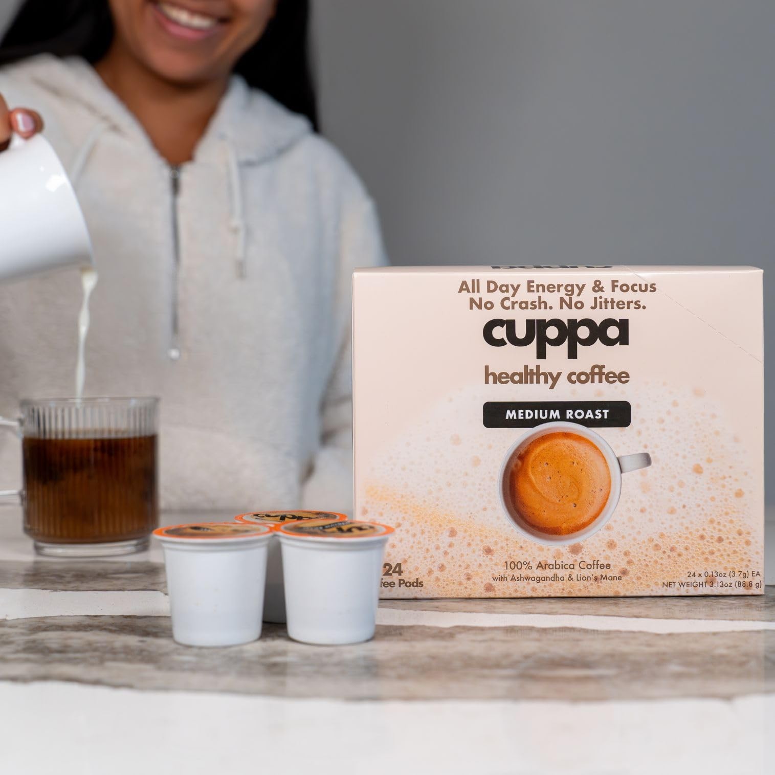 Cuppa Healthy Mushroom Coffee Single Serve Pods K-Cups with Lion's Mane & Ash...