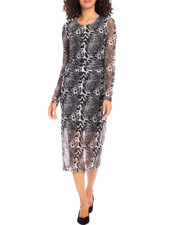 Karen Kane Mesh Side Shirred MIDI Dress, Medium