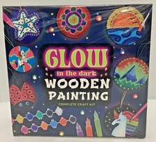 NEW - Glow in The Dark Kids Wooden Painting Kit Arts/Crafts for Ages 6 