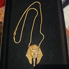 Vintage Egyptian Revival King Tut / Pharaoh pendant necklace by Napier from 1970