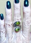 LOVELY Vintage Designer ORNATE Sterling Silver & Peridot Wrap Style Ring