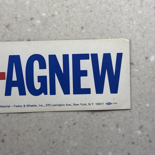 ORIGINAL VINTAGE UNUSED BUMPER STICKER: NIXON-AGNEW 3 X 10" 1570 - Picture 4 of 7