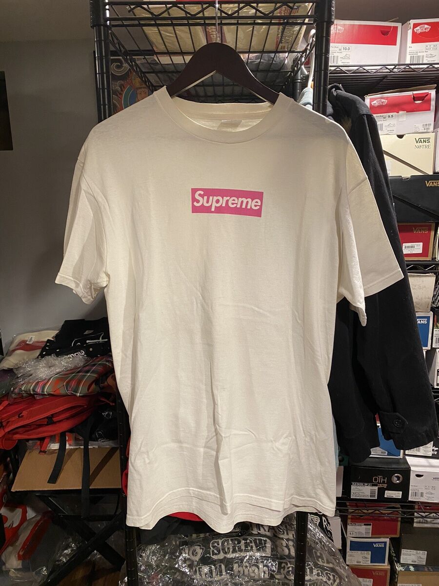 supreme pink on white box logo tee RARE size large vnds