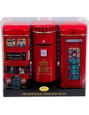 New English Teas British Souvenir 3x Tea Tins with 42 English Breakfast Teabags