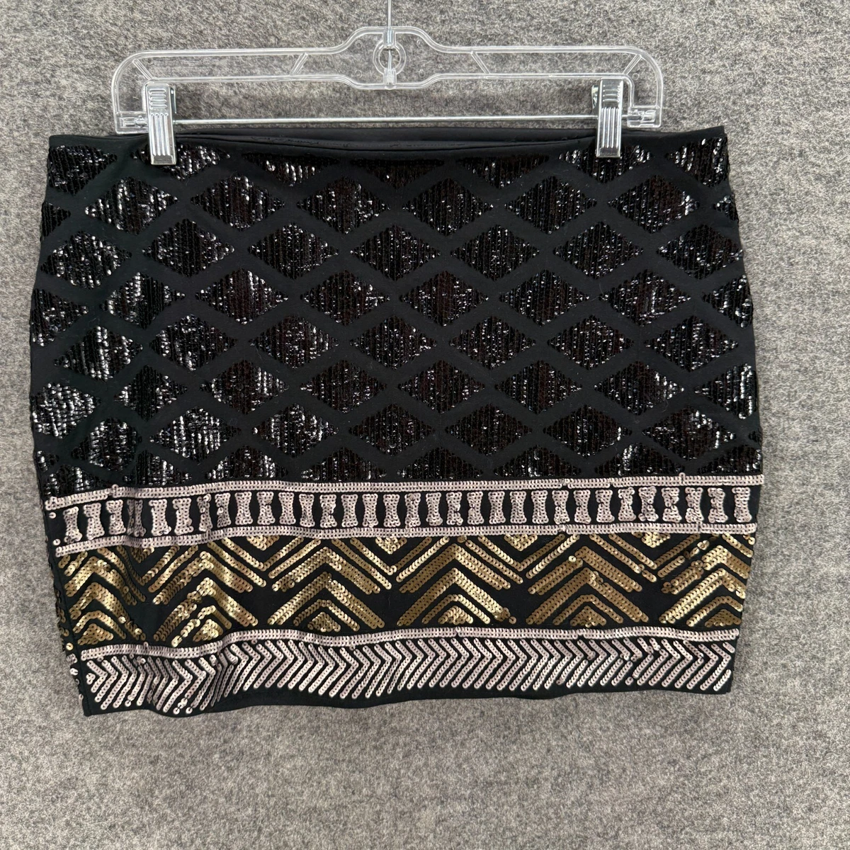 Jupe Sequin Express Taille XS - Bleu, Motif Géométrique, Mini, Neuf Avec étiquettes