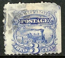 Sc #114 Grill Jumbo Arrow Margin Spacefiller 3 Cent Locomotive 1869 US 18E34