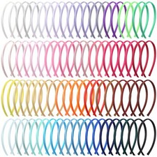 100 Pieces Girls Headbands 0.4 Inch Width DIY Satin Covered Headbands for Gir...