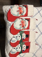 4 Red Traditional Christmas Stockings  2 Winking Santa’s And 2 Snowman