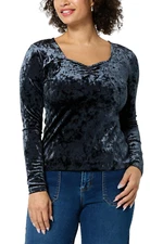 G by Giuliana Black Label Women's Sweetheart Neck Velour Knit Top Blk