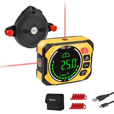 PREXISO 3-in-1 Digital Angle Gauge Magnetic Laser Level with Wall Mount Base NEW