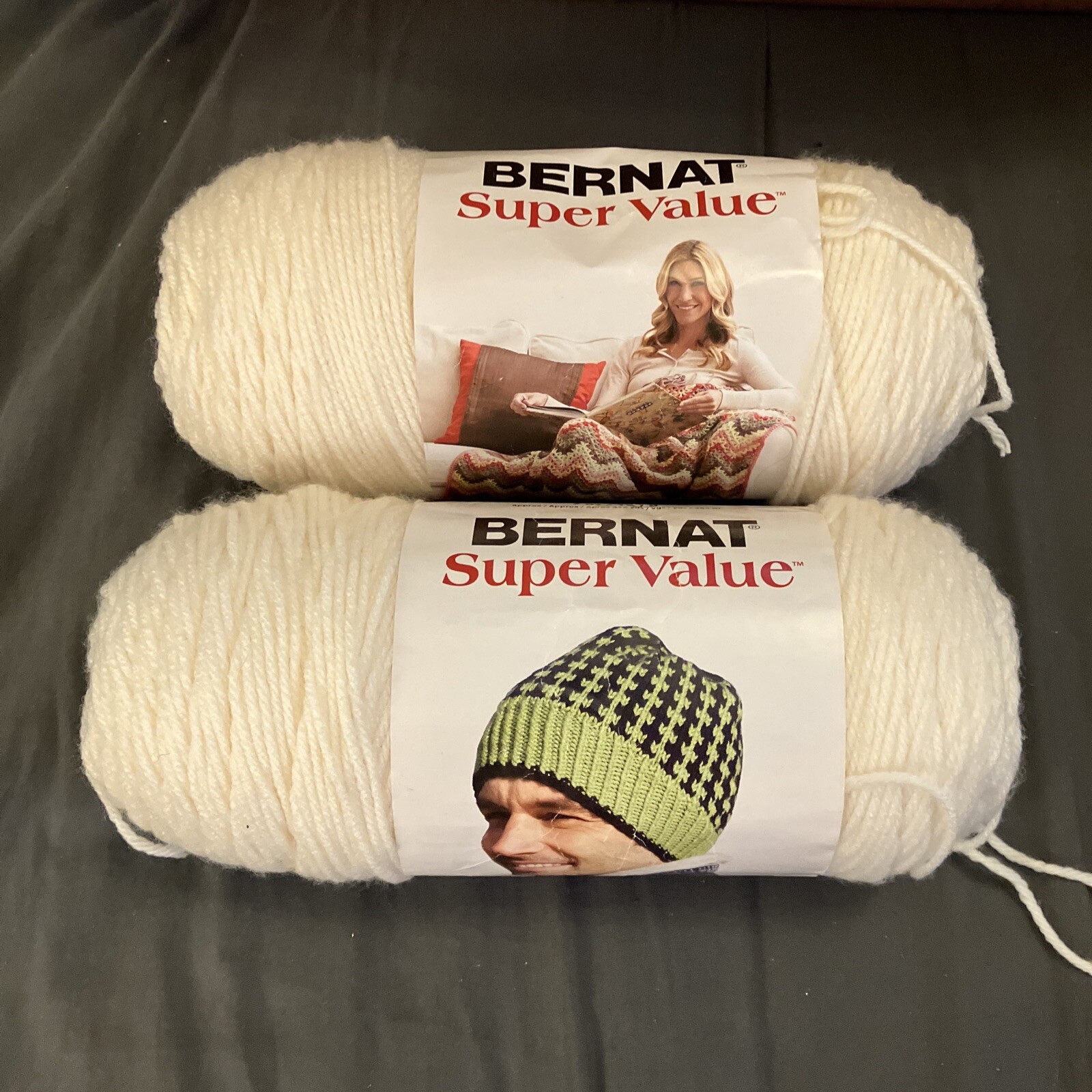 2 Bernat Super Value Knitting Yarn, 7 oz, Gauge 4 Medium Worsted