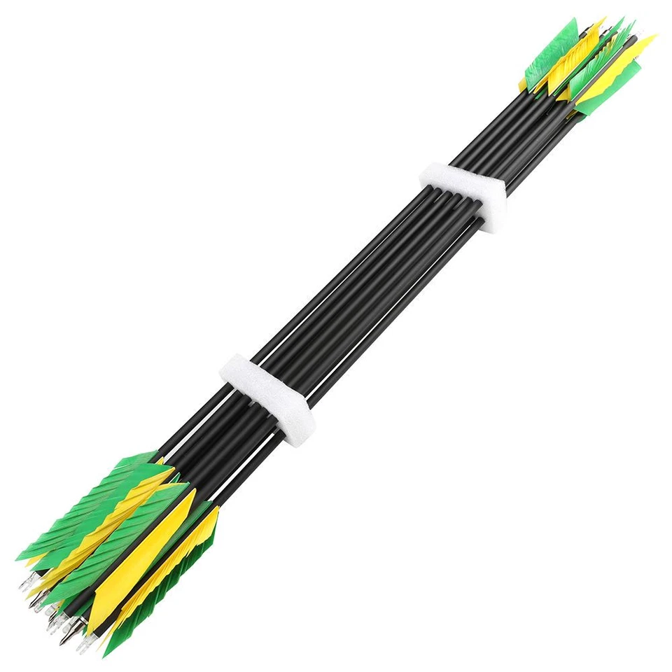 6/12 30" Carbon Arrows SP500 Flu Flu Feathers Archery Target Bow Hunting Shoot - Image 3 of 4