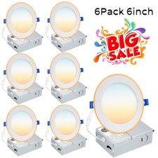12W LED Recessed Light 5CCT 6 inch Ultra-Thin Dimmable Ceiling Lamp Junction Box