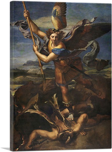 ARTCANVAS Saint Michael Vanquishing Satan 1518 Canvas Art Print by Raphael - Picture 13 of 15