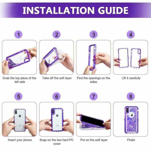 For iPhone 14/14 Plus/14 Pro Max/14 Pro Shockproof Bling Glitter Quicksand Case - Picture 12 of 18