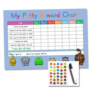 Potty Kids Childrens Sticker Star Toilet Training Reward Chart A4 Reusable
