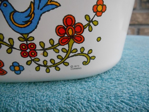 Cazuela vintage 1975 Corning Ware Country Festival 4 cuartos A 04 B sin tapa. - Imagen 3 de 10