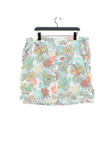 Next Women's Midi Skirt UK 18 White Linen with Viscose Straight & Pencil