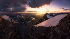 Landscape nature mountains mist sky clouds sunset snow Custom Gaming Mat Desk