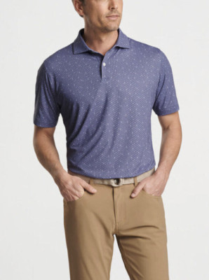 PETER MILLAR Crown Crafted Harmon Geo Jersey Performance Polo Shirt Lavnder Sz L