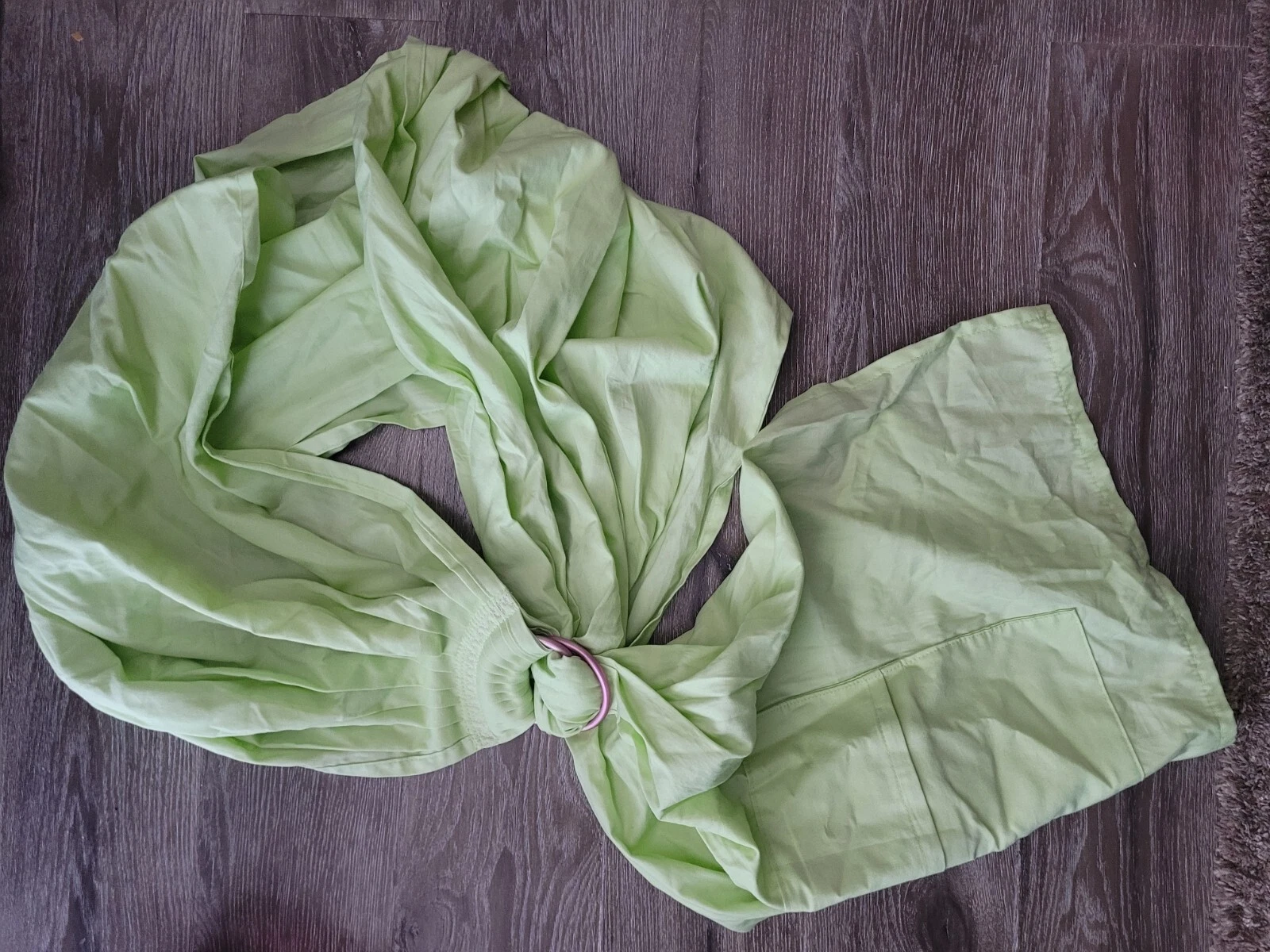 Adjustable ring sling baby carrier. Size medium. Spring Green color.