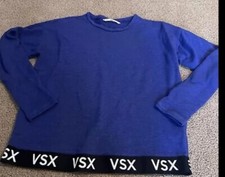 Victoria's Secret VSX Sport Crew Sweatshirt Thumb Holes Blue Size Logo