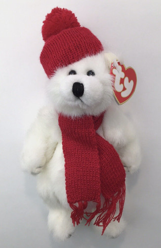 Vtg 1993 TY Attic Treasures PEPPERMINT Jointed White Bear Red Hat / Scarf XMAS
