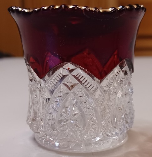 Vintage Ruby Flash Stained Red Pressed Glass Small Glass, Souvenir of Detroit Mi - Picture 3 of 4