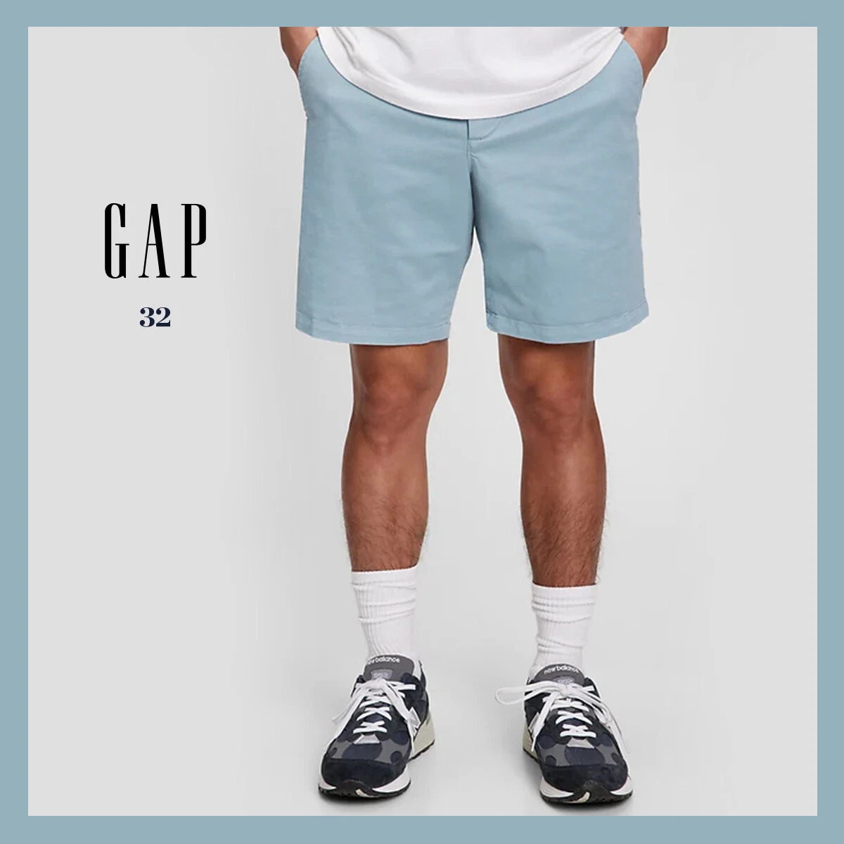 NWT - GAP Men's 8" Vintage Cotton Chino Shorts, Mineral Blue, Size 32 - $44