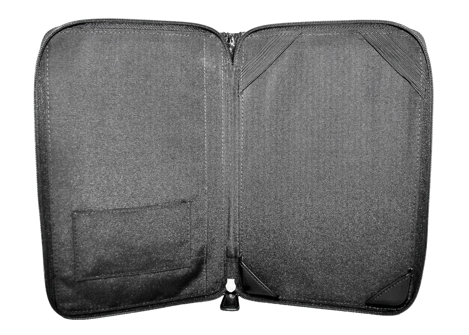 Tablet COACH Leopardo Cremallera Alrededor iPad Folio Negro Metálico Plateado Lona Brillante Foto 4 de 4