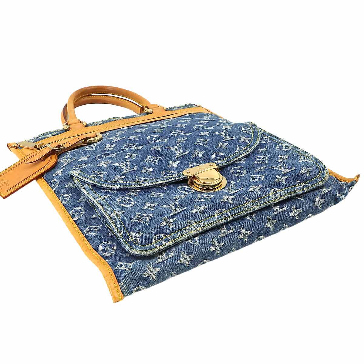 【SALE】 ルイヴィトン LOUIS VUITTON Monogram Denim Flat Shopper Tote Bag Canvas