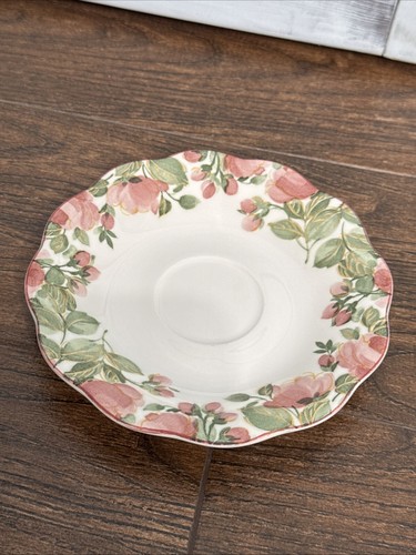 Nikko Tableware Precious Scalloped Pink Roses Floral Saucer Japan